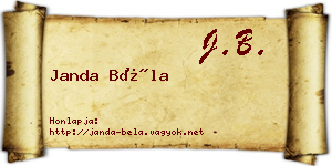 Janda Béla névjegykártya